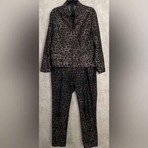 E39 by Eric Leopard Metallic Blk/Tan Stretch Cotton Blend ZipJacket Pant Set S14